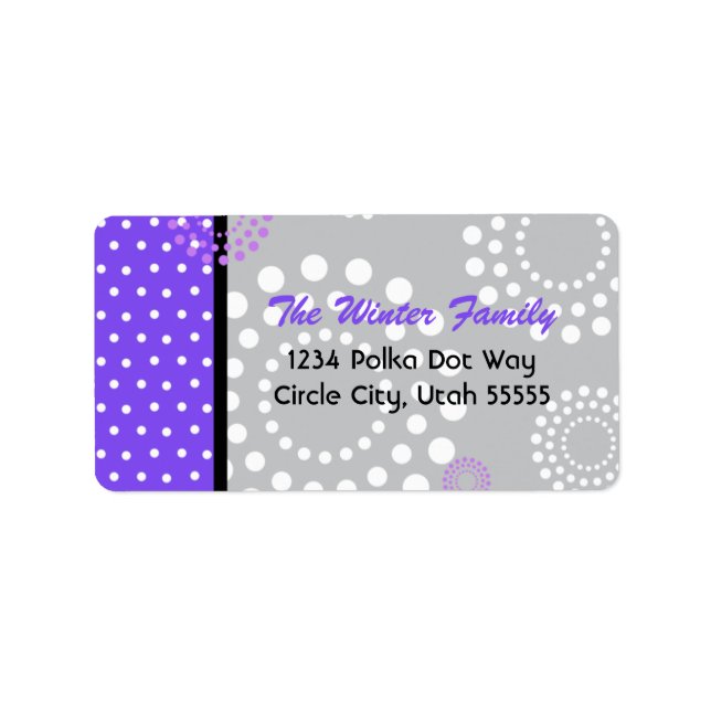 Polka Dot Burst Address Label -Purple (Front)