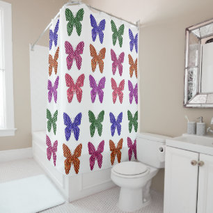 Polka Dot Butterflies Shower Curtain