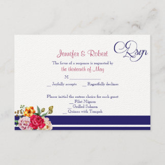 Polka Dot Butterfly Posh Wedding Response Card