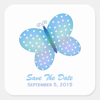 Polka Dot Butterfly : Save The Date Sticker by SayItNow at Zazzle