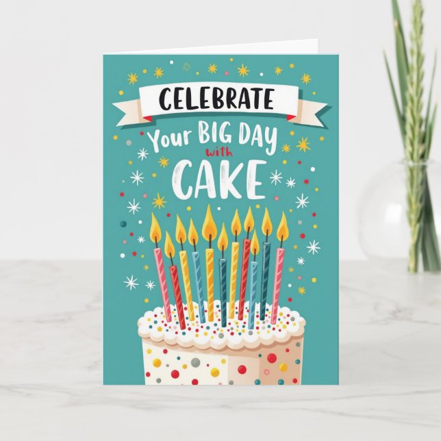 Polka Dot Cake Celebration Card (Front)