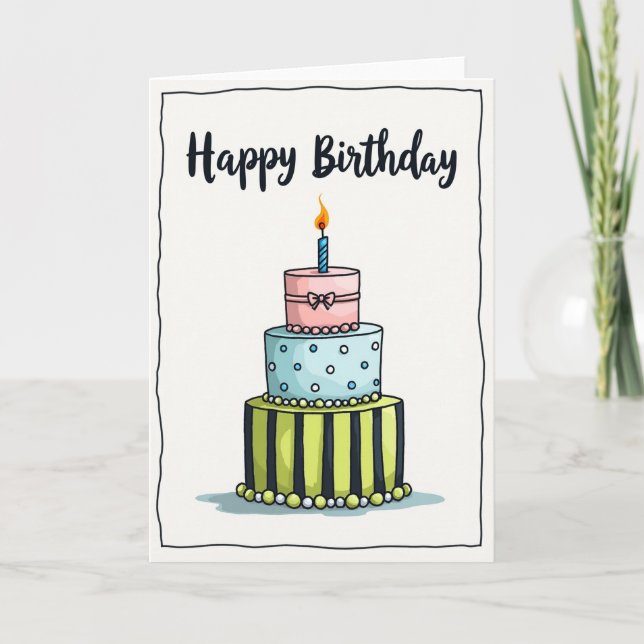 Polka Dot Cake Party Card (Front)