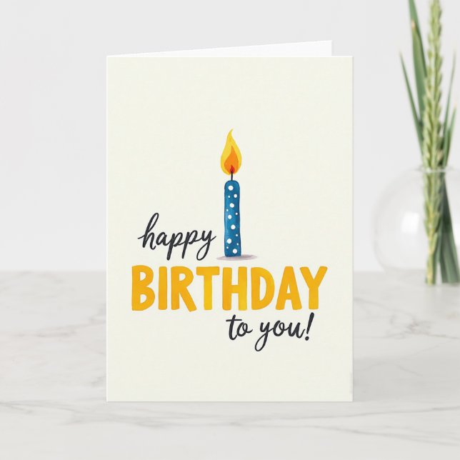 Polka Dot Candle Birthday Card (Front)