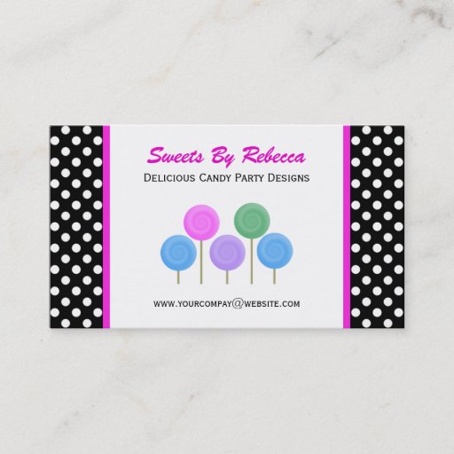 Customizable Polka-dot &amp; Candy Business Card