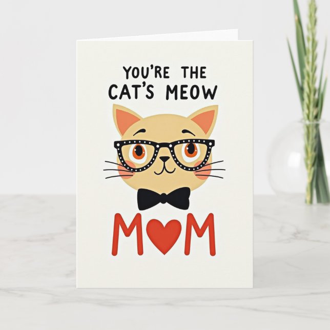 Polka Dot Cat Mom Card (Front)