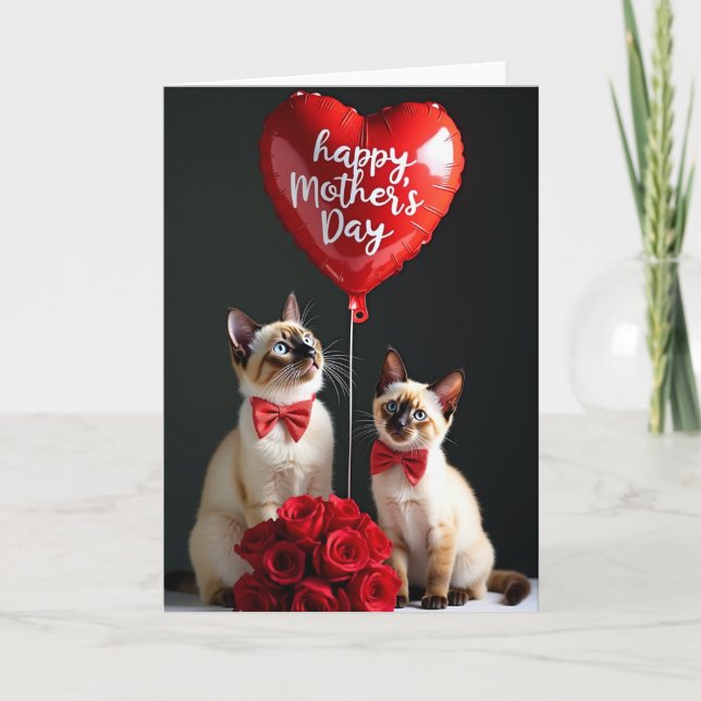 Polka Dot Cats Balloon Card (Front)