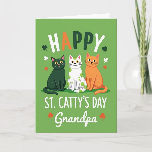 Polka Dot Cats Grandpa Card (Front)