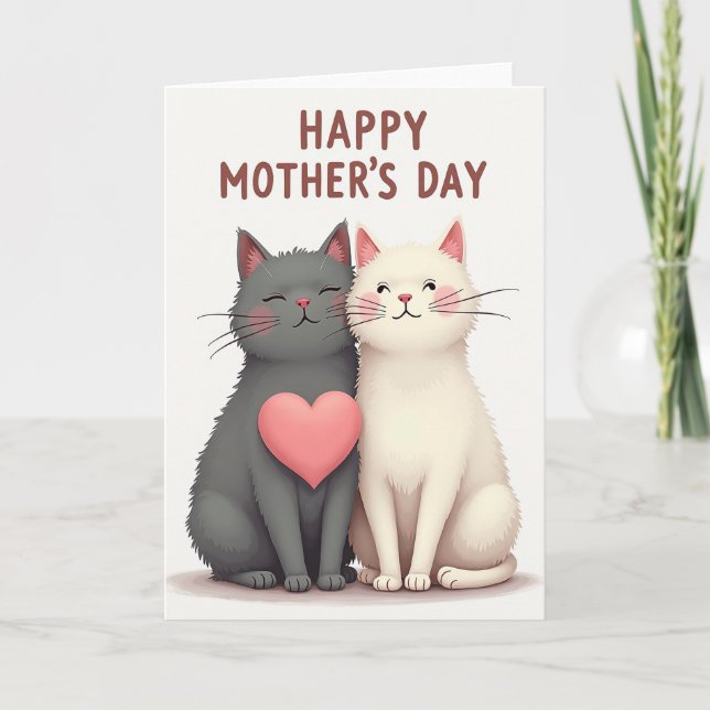 Polka Dot Cats Mothers Day Card (Front)