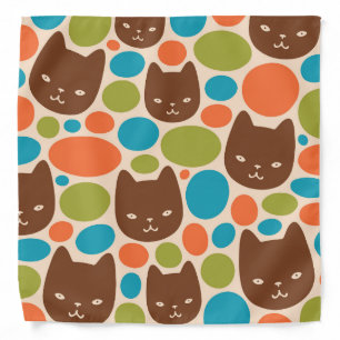 Polka Dot Cats Pattern Bandana