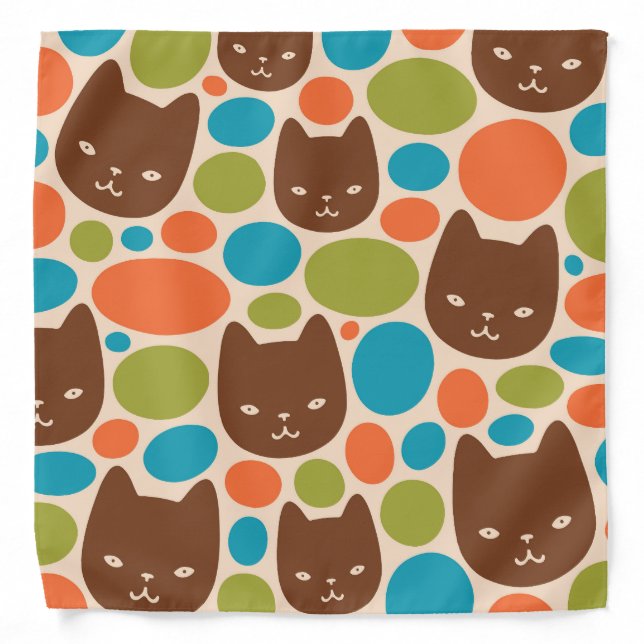 Polka Dot Cats Pattern Bandana (Front)