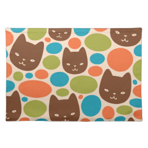 Polka Dot Cats Pattern Cloth Placemat
