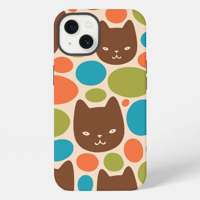 Polka Dot Cats Pattern Iphone Case (Back)