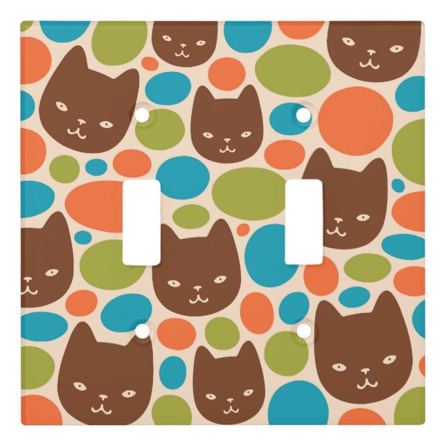 Polka Dot Cats Pattern Light Switch Cover (Front)