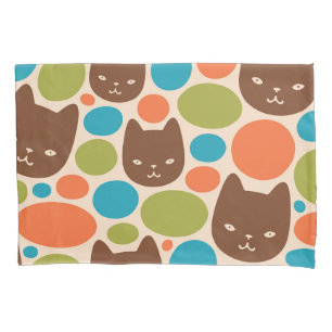 Polka Dot Cats Pattern Pillow Case
