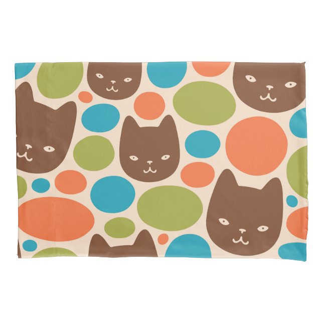 Polka Dot Cats Pattern Pillow Case (Front)