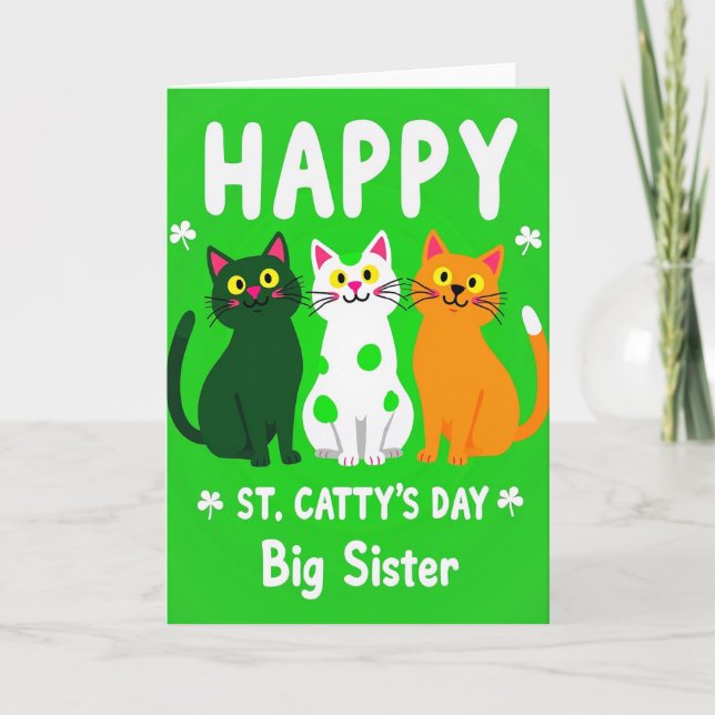 Polka Dot Cats St Cattys Day Card (Front)