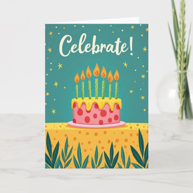 Polka Dot Celebrate Cake Card (Front)