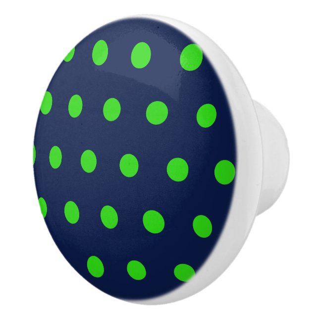 Polka Dot Ceramic Knob (Navy Blue & Lime Green) (Right)