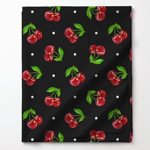 Polka Dot Cherries on Charcoal Fabric