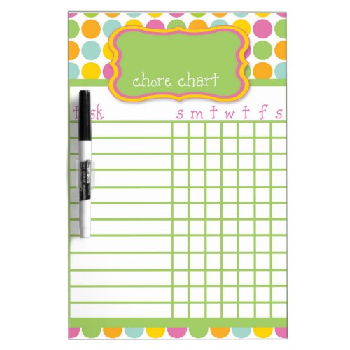 Polka Dot Chore Chart Dry Erase Board