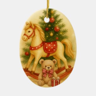 Polka Dot Christmas Ornament – Vintage Rocking Horse