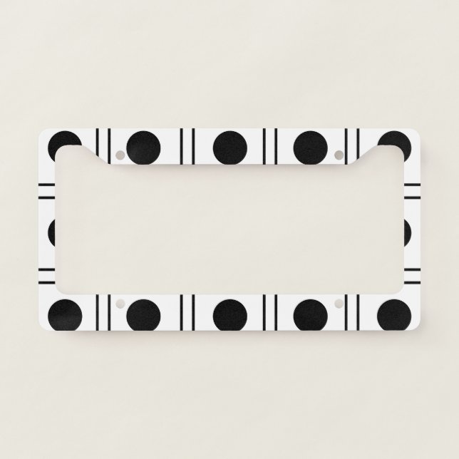 Polka Dot Circle Black and White Check Pattern  License Plate Frame (Front)