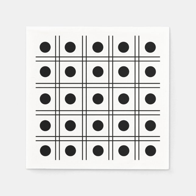 Polka Dot Circle Black and White Check Pattern  Napkins (Front)