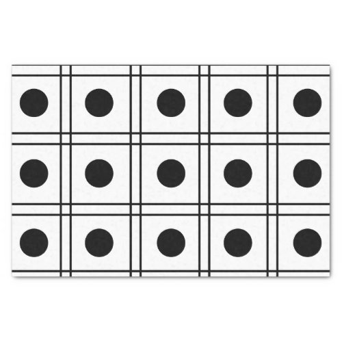 Polka Dot Circle Black and White Check Pattern Tissue Paper