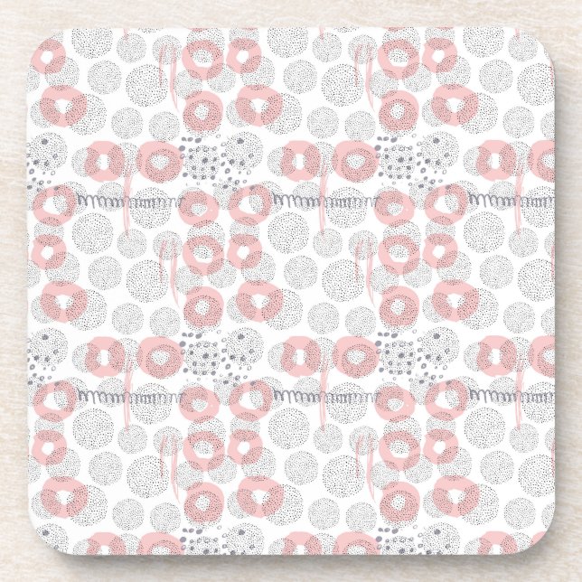 Polka Dot Circle Pattern Beverage Coaster (Front)
