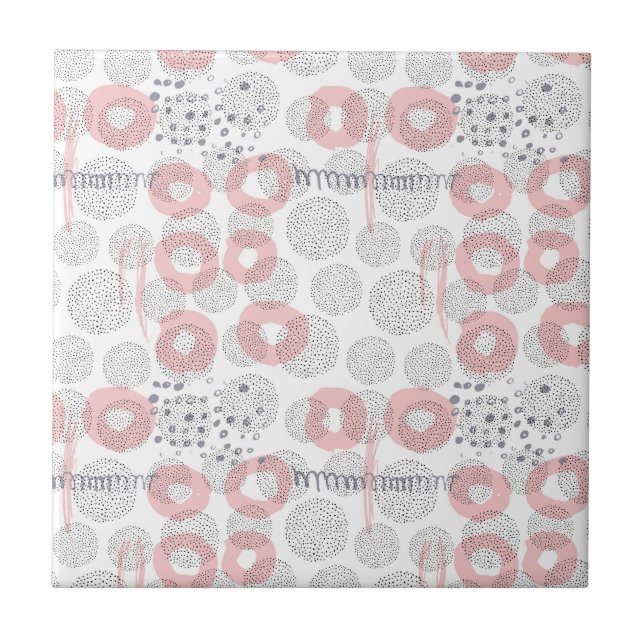 Polka Dot Circle Pattern Ceramic Tile (Front)