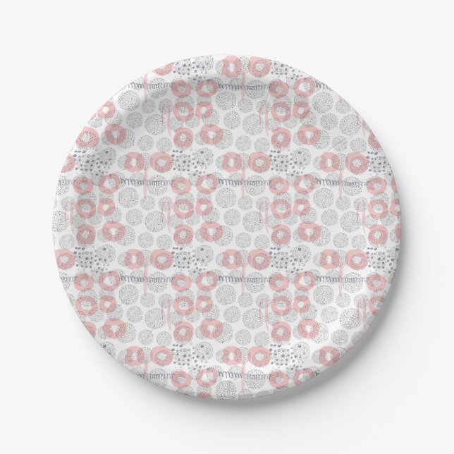 Polka Dot Circle Pattern Paper Plates (Front)