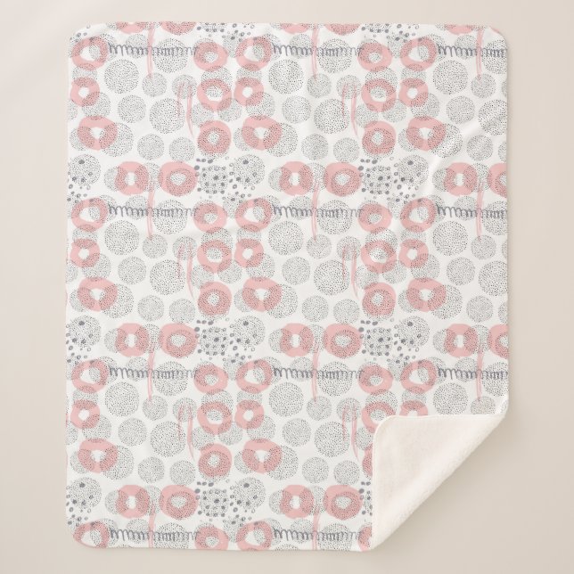 Polka Dot Circle Pattern Sherpa Blanket (Front)
