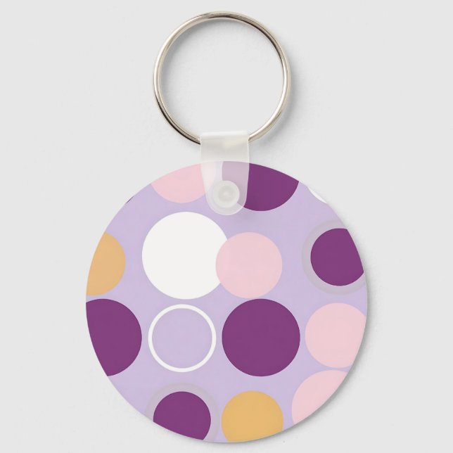 Polka Dot Circles Retro Modern Pattern Keychain (Front)