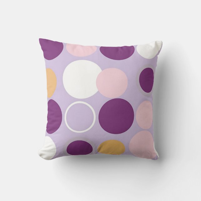 Polka Dot Circles Retro Modern Pattern Throw Pillow (Front)