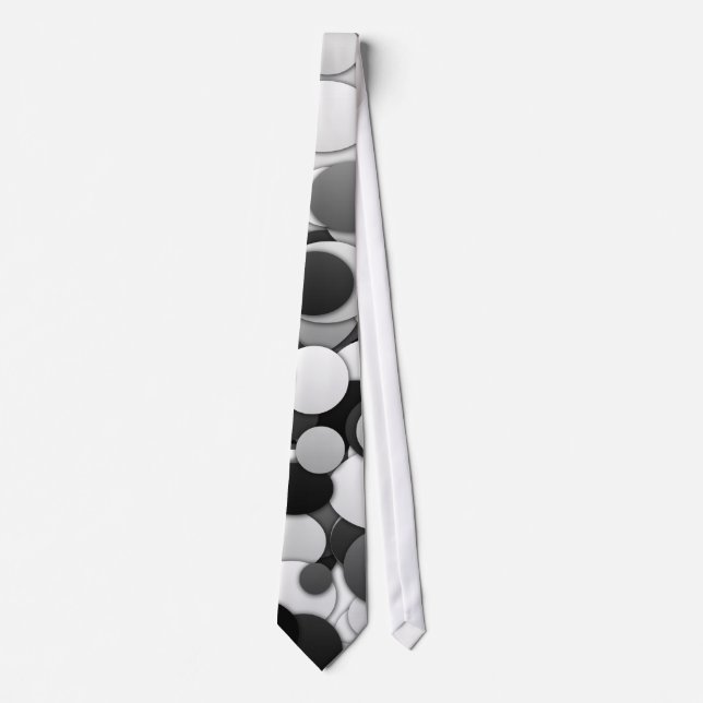 Polka dot circles tie - black & white (Front)