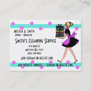 Polka Dot Cleaning Service Business Cards