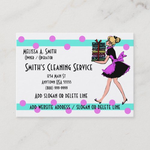 Polka Dot Cleaning Service Business Cards