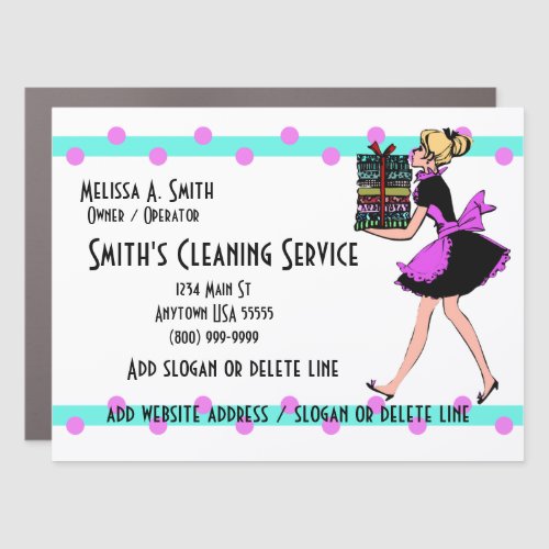 Polka Dot Cleaning Service Car Magnet _ 18x24