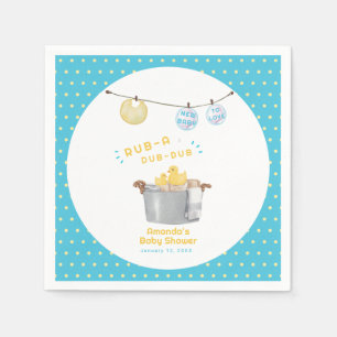 Polka Dot Clothesline Rubber Duck Baby Shower Napkins