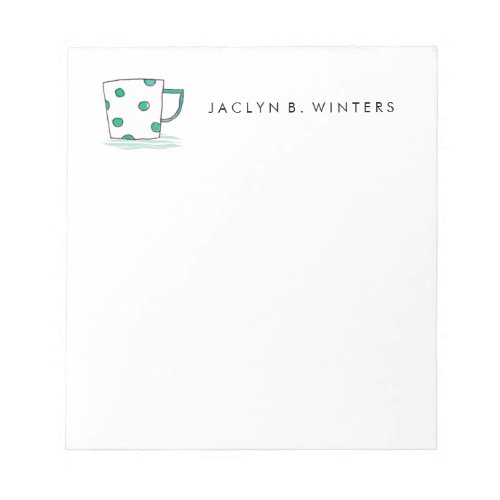 Polka Dot Coffee Cup  Personalized Notepad