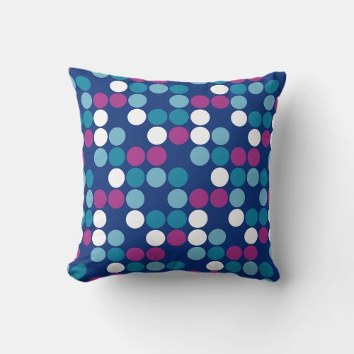 Polka dot colorful geometric pattern throw pillow