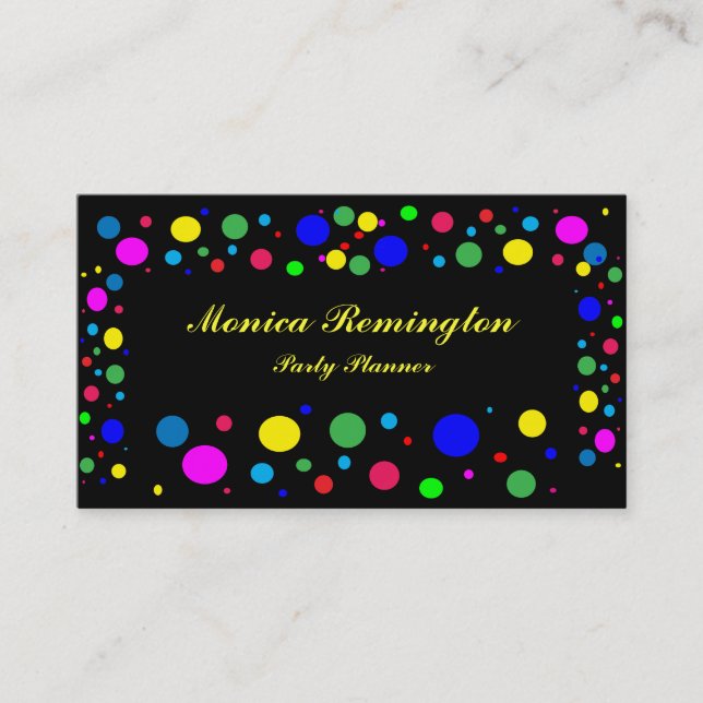Polka Dot Colors Party Planner Business Card (Front)