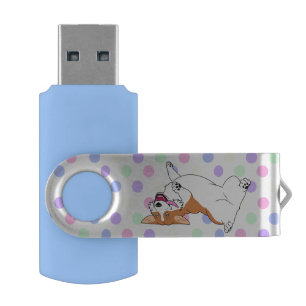 Polka Dot Corgi Cartoon Flash Drive