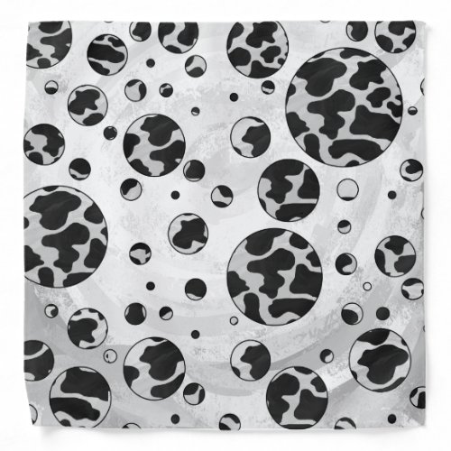 Polka Dot Cow Black and White Print Bandana