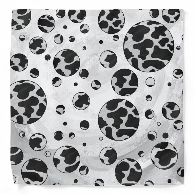 Polka Dot Cow Black and White Print Bandana | Zazzle