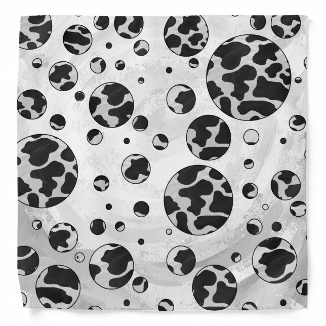 Polka Dot Cow Black and White Print Bandana (Front)