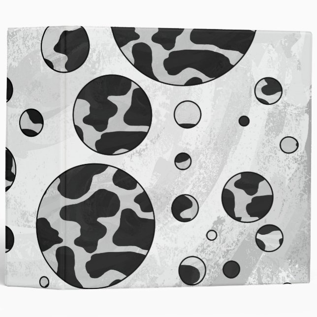 Polka Dot Cow Black and White Print Binder (Front/Spine)