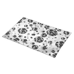 Polka Dot Cow Black and White Print Cloth Placemat