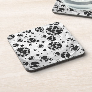 Polka Dot Cow Black and White Print Coaster