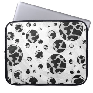Polka Dot Cow Black and White Print Laptop Sleeve